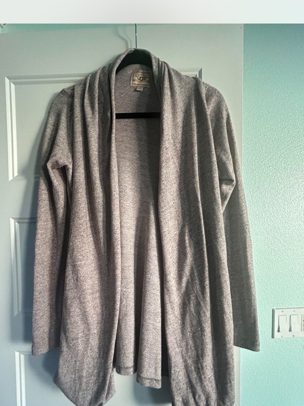 UGG Heathered Taupe Open-Front Draped Cardigan - Picture 2 of 6